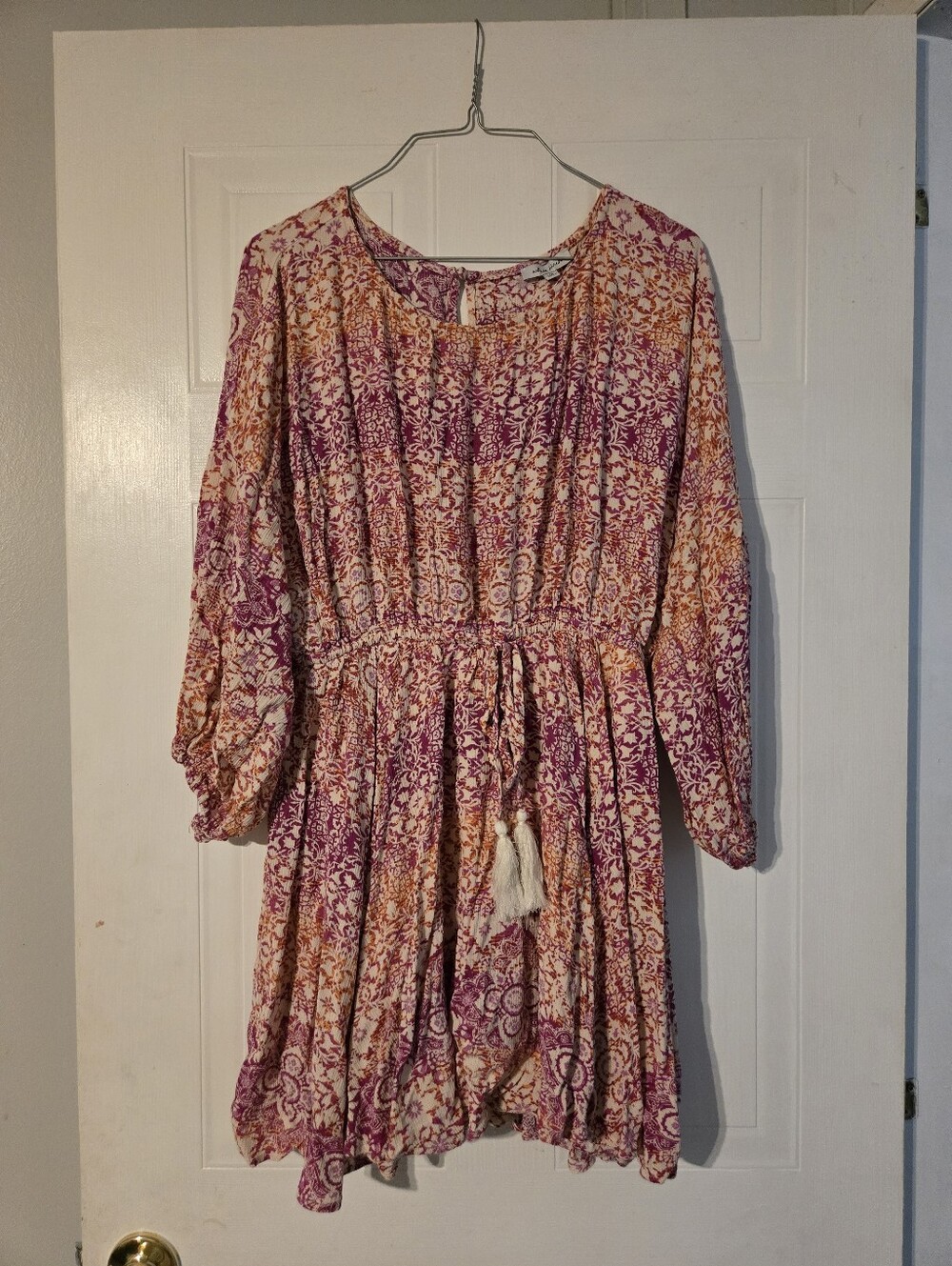 white birch Pink and Orange Floral Boho Romper